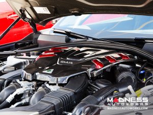 Alfa Romeo Giulia Engine Cover - Carbon Fiber - QV Version - Red Candy Accents